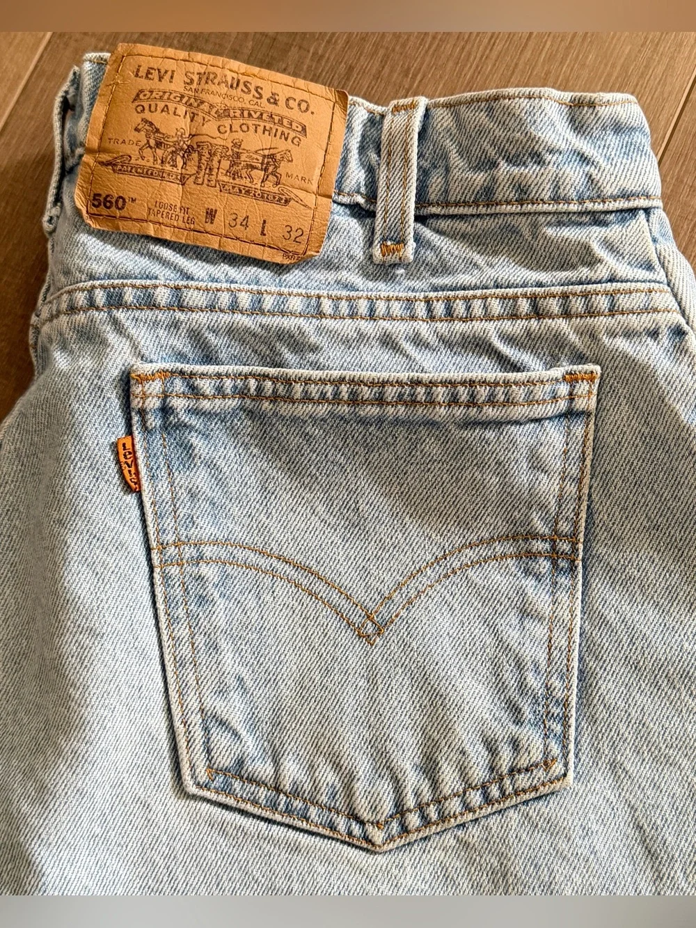 Vintage Levis 560 Orange Tab Jeans Men 32x30.5 Loose Baggy 90s Relaxed LightWash
